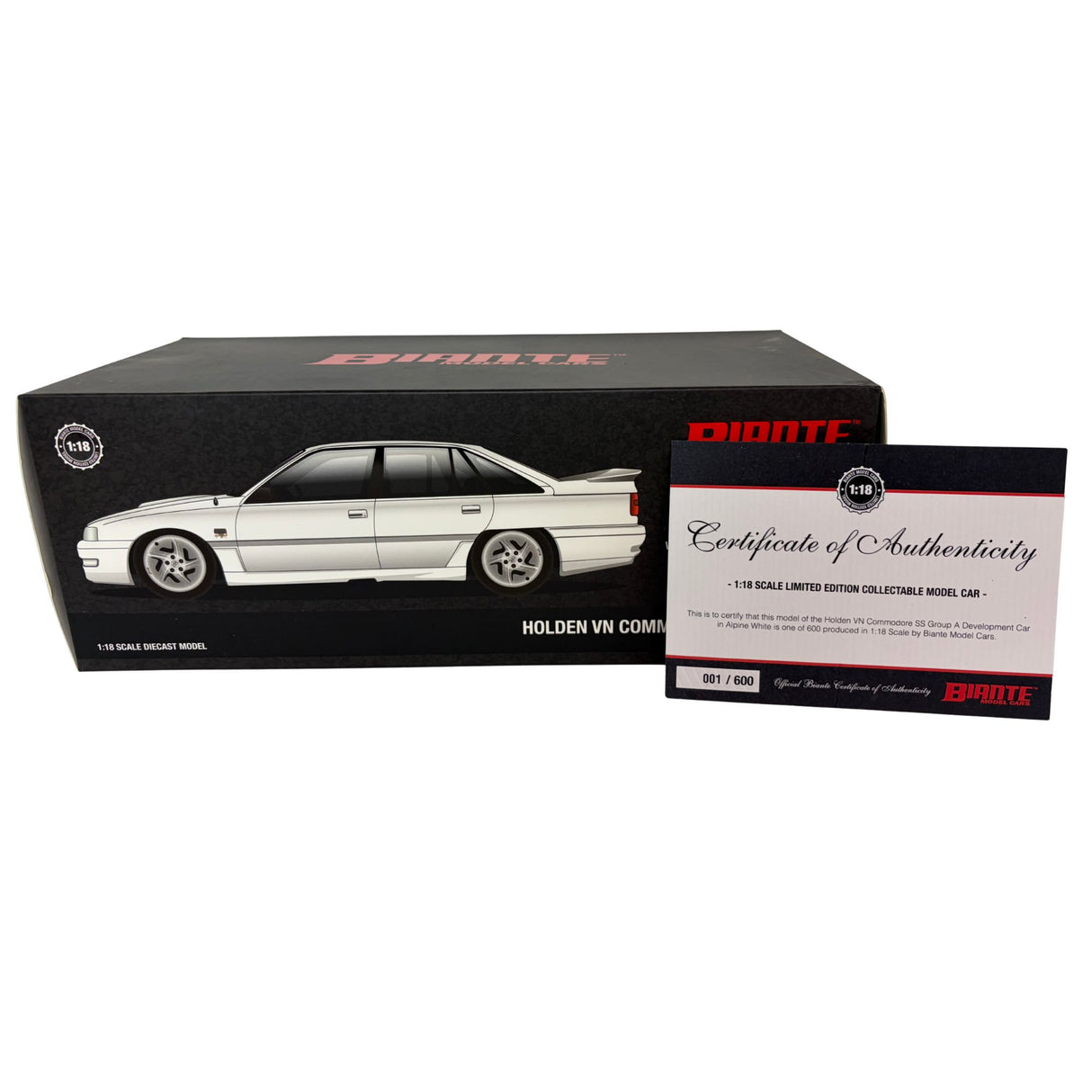 Certificate #1 - HOLDEN COMMODORE VN SS GROUP A DEVELOPMENT CAR ALPINE WHITE - 1:18 Scale Diecast Model Car