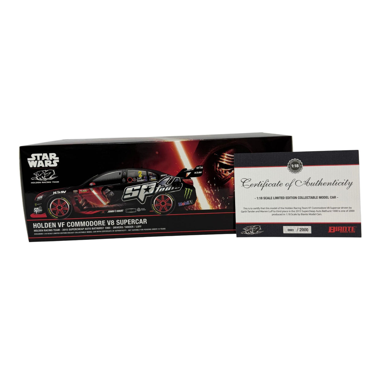 Certificate #1 - HOLDEN COMMODORE VF HOLDEN RACING TEAM 2015 BATHURST #2 TANDER/LUFF - 1:18 Scale Diecast Model Car