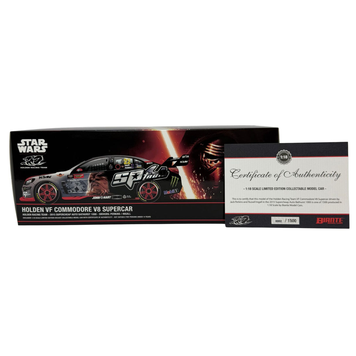 Certificate #2 - HOLDEN COMMODORE VF HOLDEN RACING TEAM 2015 BATHURST #22 PERKINS/INGALL - 1:18 Scale Diecast Model Car