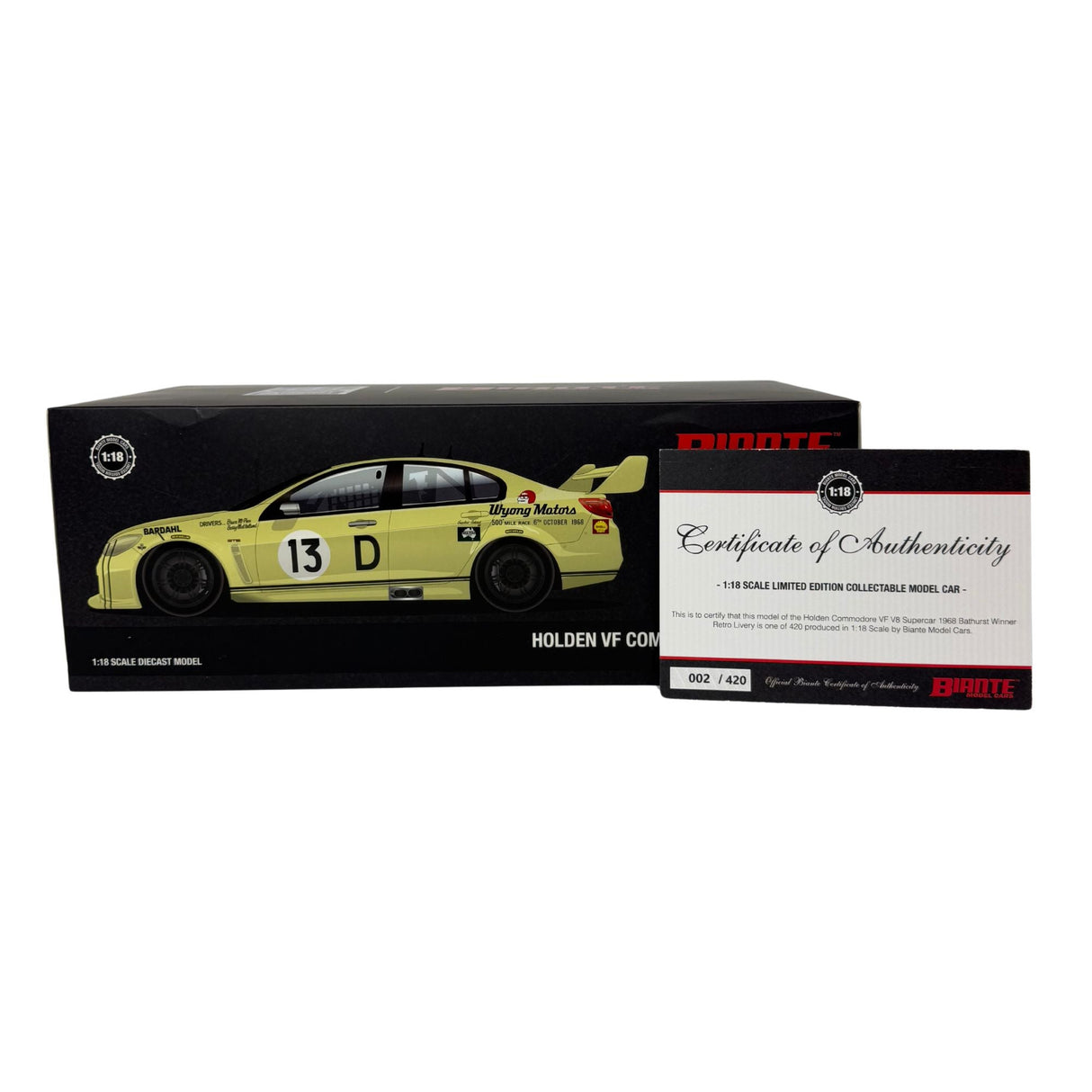 Certificate #2 - HOLDEN COMMODORE VF SUPERCAR RETRO LIVERY 1968 BATHURST WINNER - 1:18 Scale Diecast Model Car