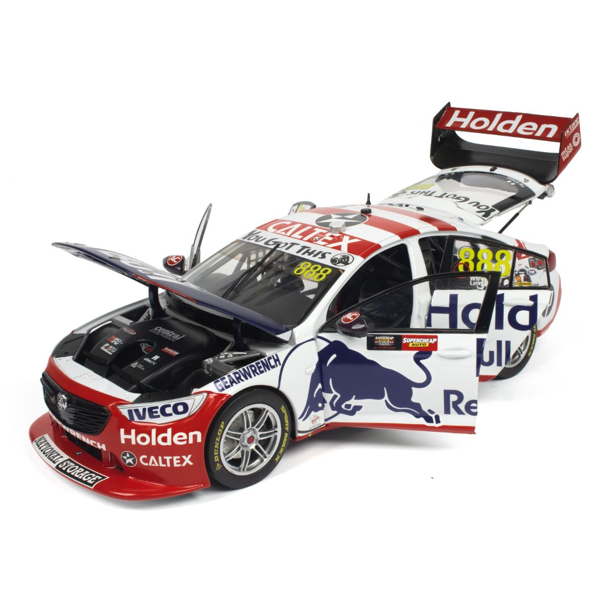 HOLDEN ZB COMMODORE - RED BULL HOLDEN RACING - JAMIE WHINCUP/CRAIG LOWNDES #888 - 2019 - RETRO LIVERY - BATHURST 1000 - 4th place - 1:18 Scale Diecast Model Car