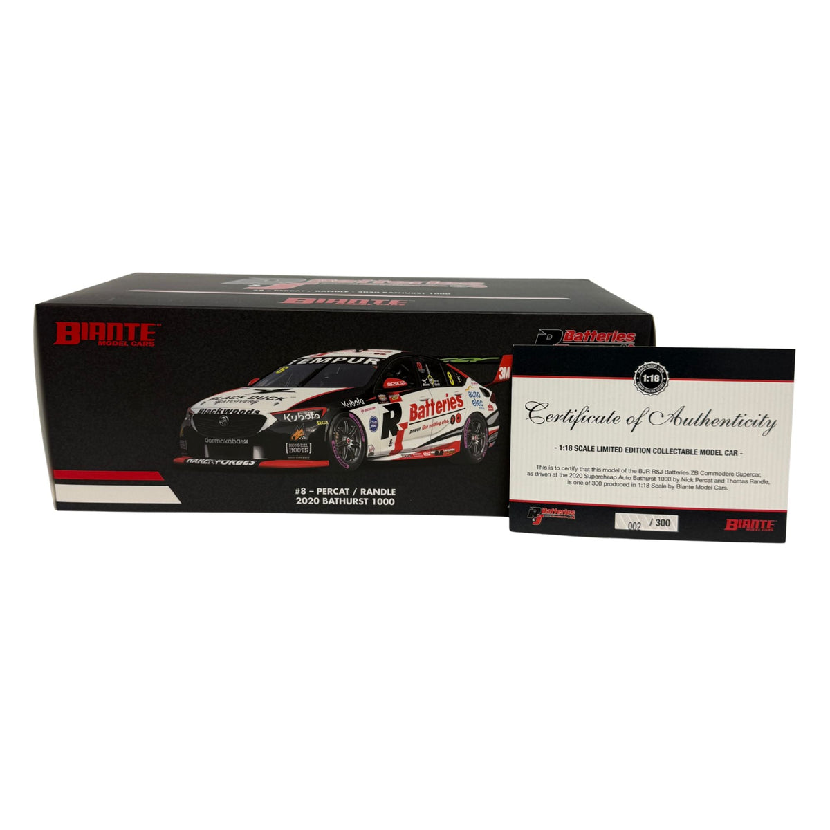 Certificate #2 - HOLDEN COMMODORE ZB R&J BATTERIES 2020 BATHURST 1000 #8 NICK PERCAT/THOMAS RANDLE - 1:18 Scale Diecast Model Car