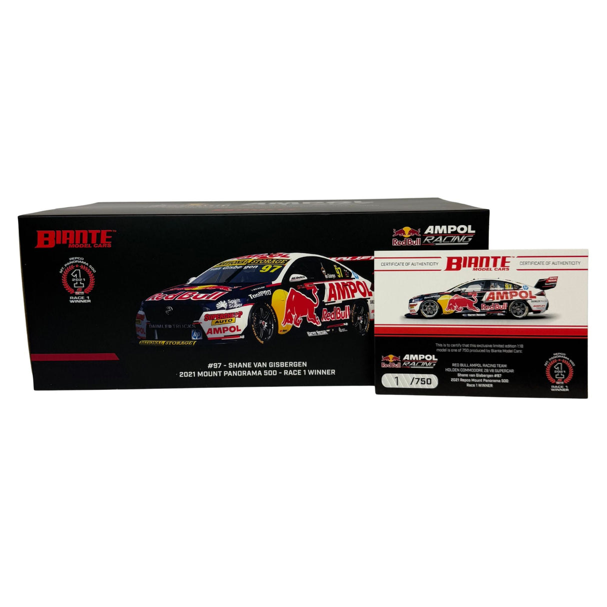 Certificate #1 - HOLDEN COMMODORE ZB RBAR  2021 BATHURST 500 RACE 1 WINNER #97 SHANE VAN GISBERGEN - 1:18 Scale Diecast Model Car