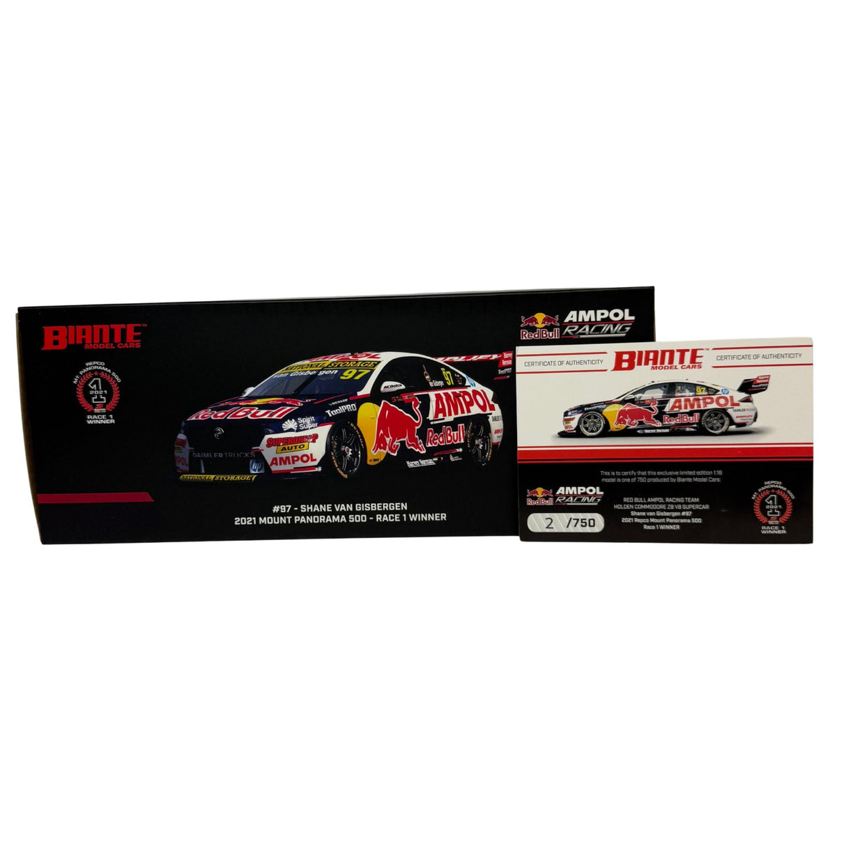 Certificate #2 - HOLDEN COMMODORE ZB RBAR  2021 BATHURST 500 RACE 1 WINNER #97 SHANE VAN GISBERGEN - 1:18 Scale Diecast Model Car