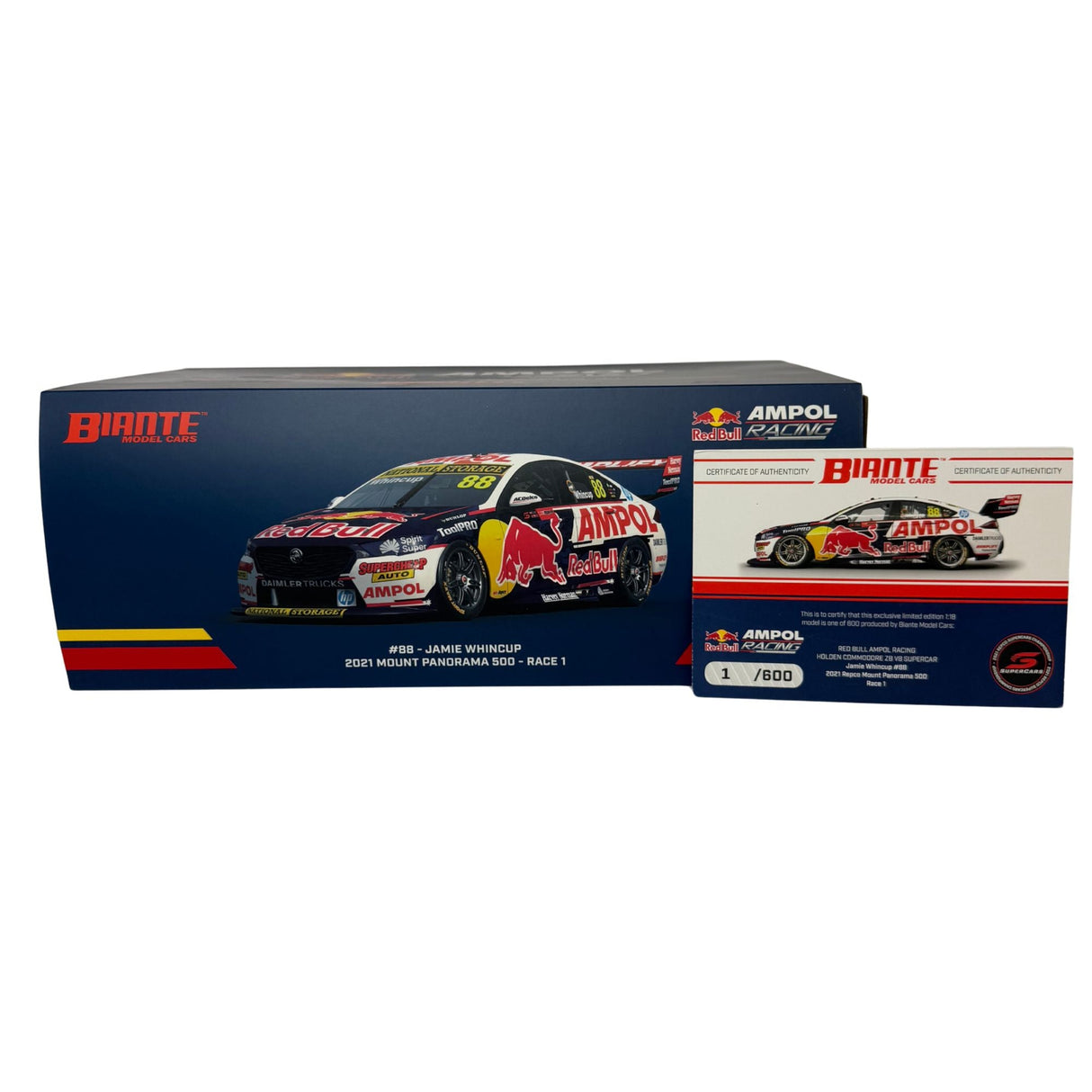 Certificate #1 - HOLDEN COMMODORE ZB RBAR 2021 BATHURST 500 RACE 1 #88 JAMIE WHINCUP  - 1:18 Scale Diecast Model Car
