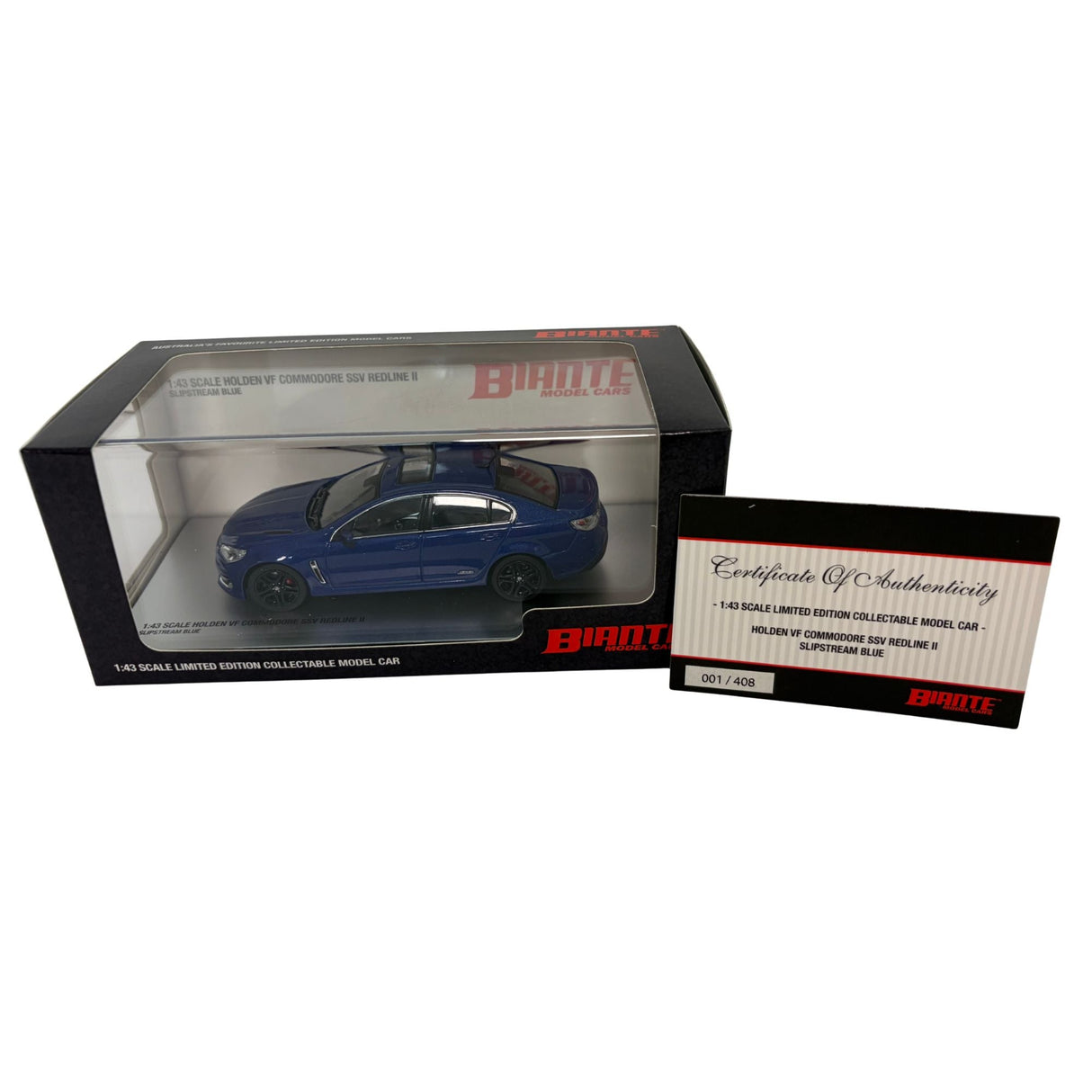 Certificate #1 - HOLDEN COMMODORE VF SSV REDLINE II SLIPSTREAM BLUE - 1:43 Scale Diecast Model Car