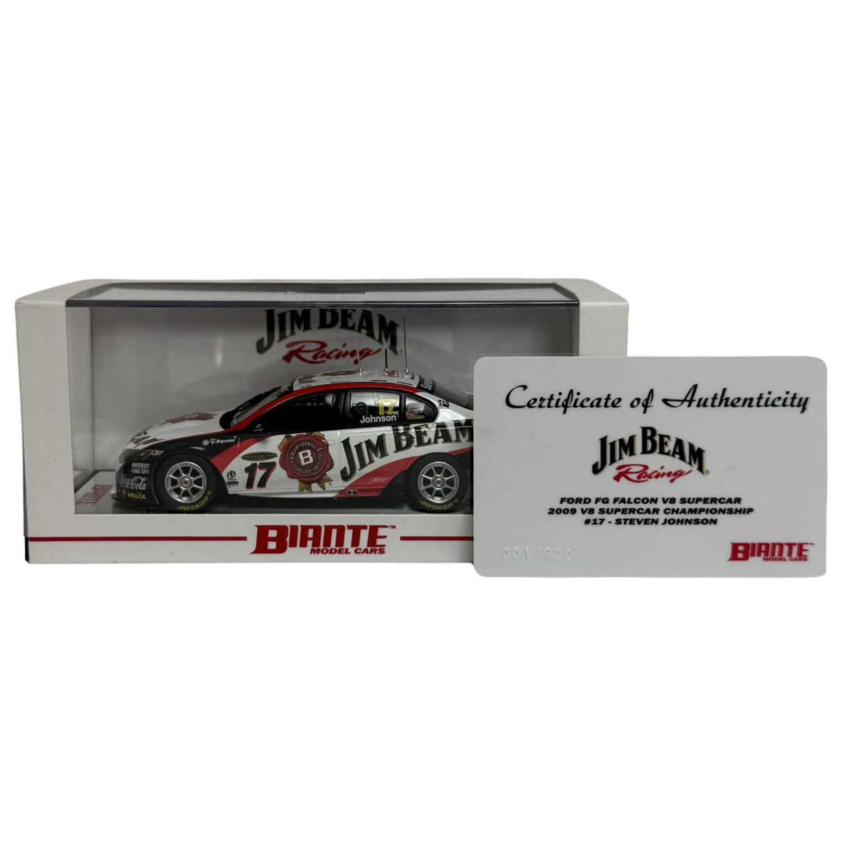 Certificate #1 - FORD FALCON FG JIM BEAM RACING 2009 V8 SUPERCAR CHAMPIONSHIP #17 STEVEN JOHNSON - 1:43 Scale Diecast Model Car