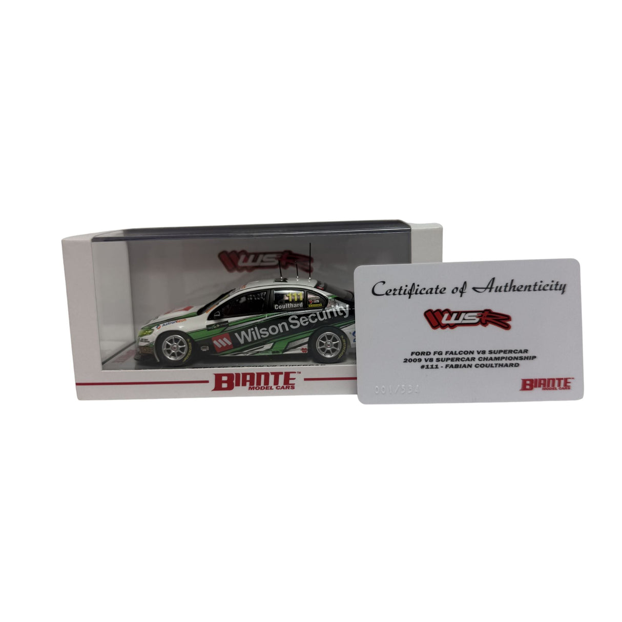 Certificate #1 - FORD FALCON FG V8 SUPERCAR - WILSON SECURITY RACING 2009 #111 COULTHARD  - 1:43 Scale Diecast Model Car