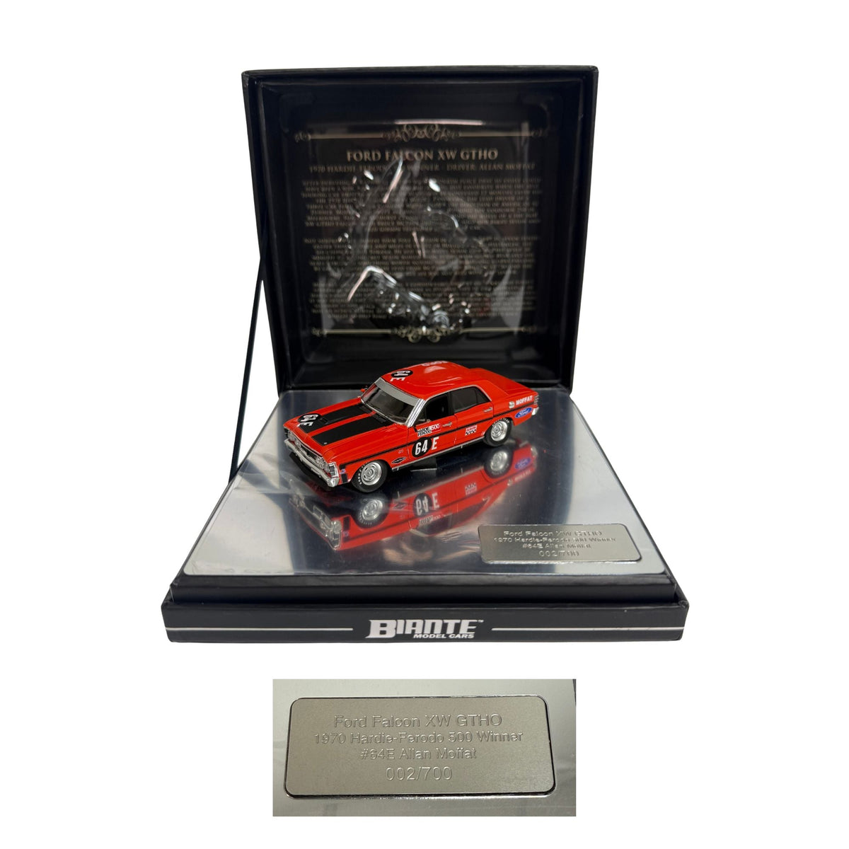 Certificate #2 - FORD FALCON XW GTHO 1970 BATHURST 500 WINNER #64E ALLAN MOFFAT - 1:43 Scale Diecast Model Car