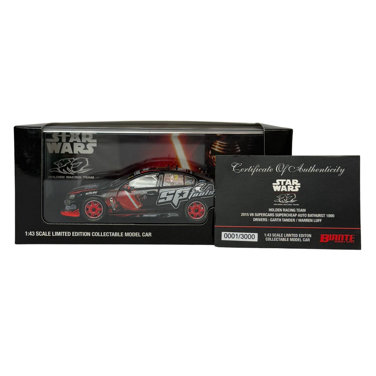 Certificate #1 - HOLDEN COMMODORE VF HOLDEN RACING TEAM 2015 BATHURST 1000 #2 TANDER/LUFF - 1:43 Scale Diecast Model Car