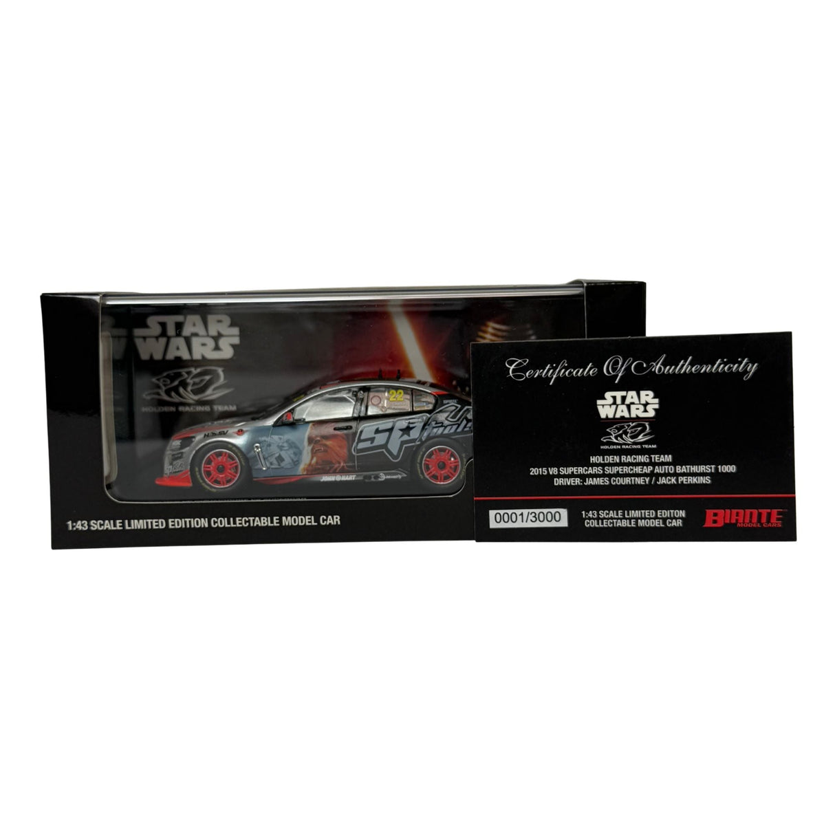 Certificate #1 - HOLDEN COMMODORE VF HOLDEN RACING TEAM 2015 BATHURST 1000 #22 COURTNEY/PERKINS - 1:43 Scale Diecast Model Car