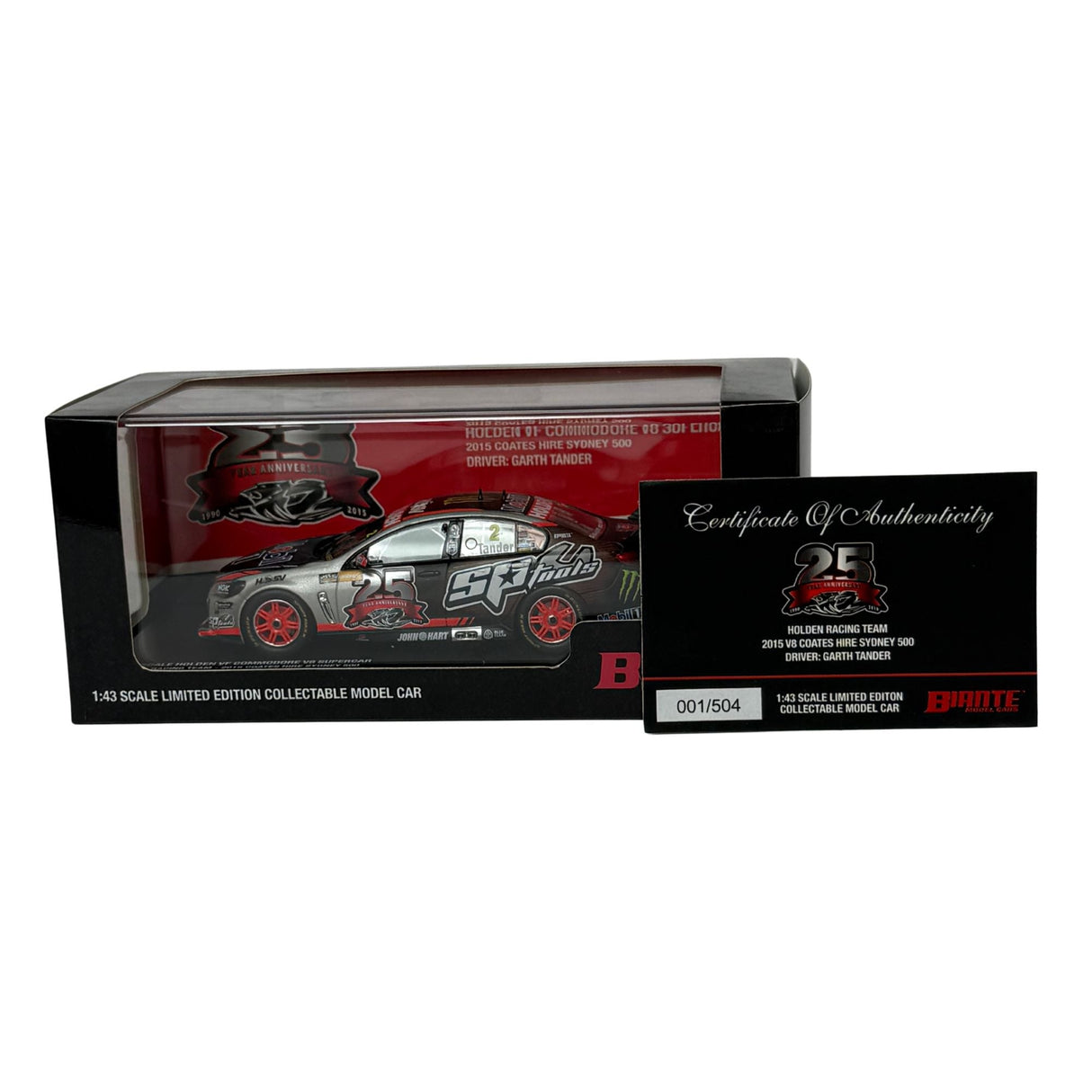Certificate #1 - HOLDEN COMMODORE VF HOLDEN RACING TEAM 2015 COATES HIRE SYDNEY 500 #2 GARTH TANDER - 1:43 Scale Diecast Model Car