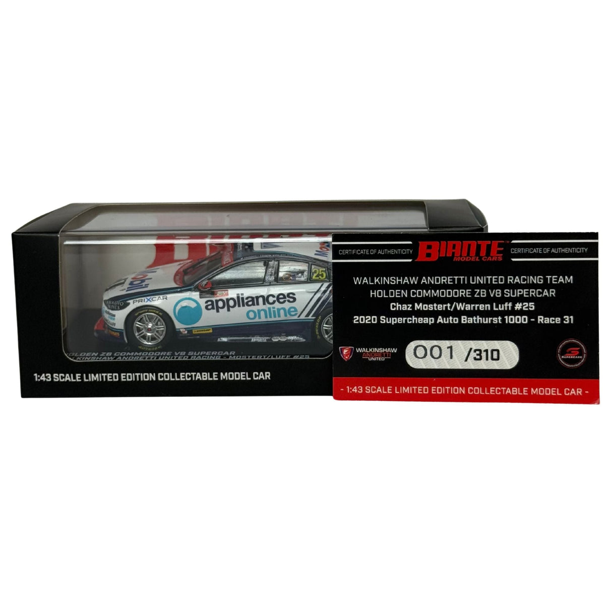 Certificate #1 - HOLDEN COMMODORE ZB WAUR 2020 BATHURST 1000 #25 MOSTERT/LUFF - 1:43 Scale Diecast Model Car