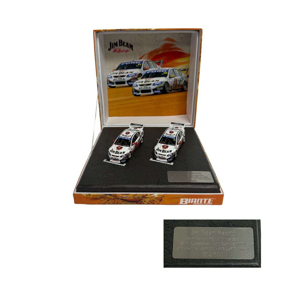 Certificate #2 - FORD FALCON FG JIM BEAM RACING 2010 BATHURST 1000 TWINSET - 1:64 Scale Diecast Model Car