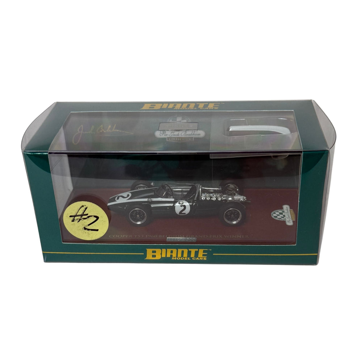 Certificate #2 - COOPER T53 1960 BELGIUM GRAND PRIX WINNER #2 SIR JACK BRABHAM - 1:43 Scale Resin Model Car