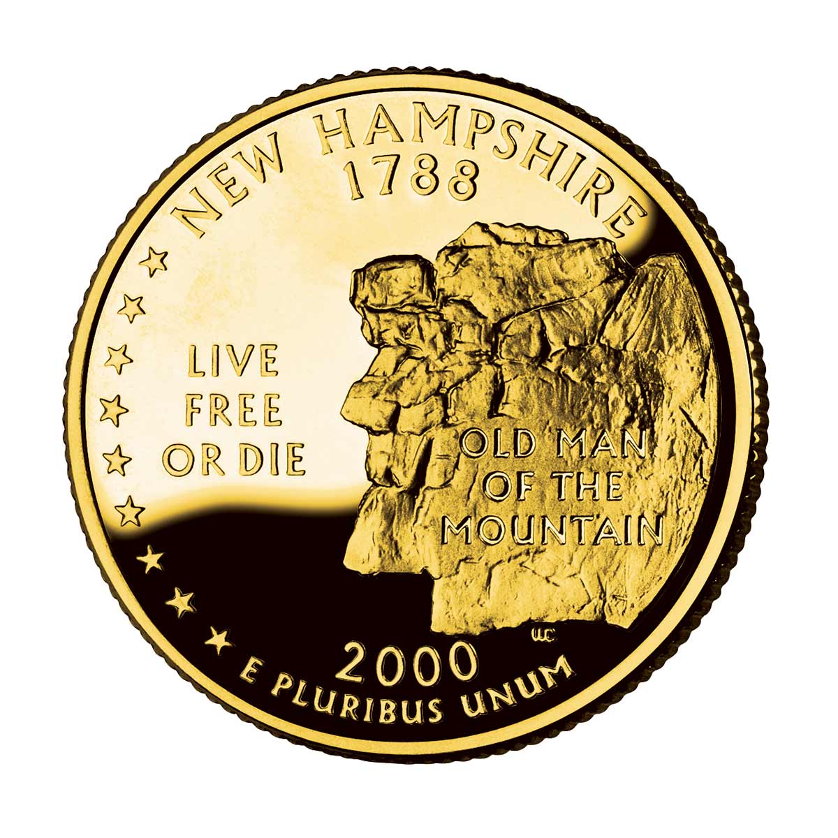 US State Quarters 2000 New Hampshire Gold-plated Coin