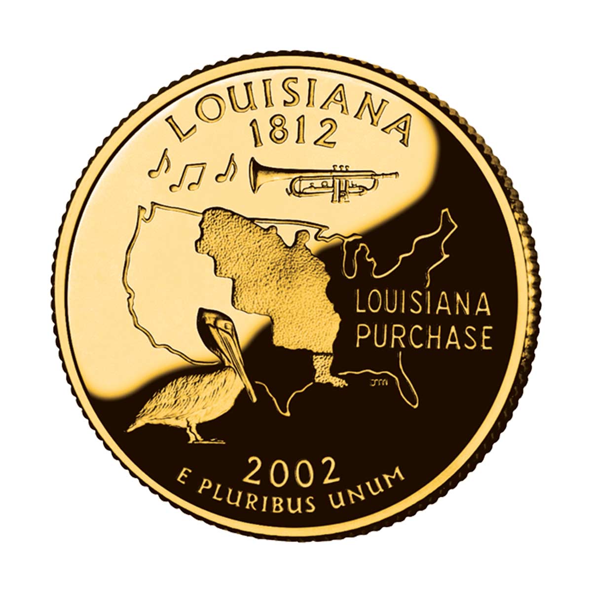 US State Quarters 2002 Louisiana Gold-plated Coin