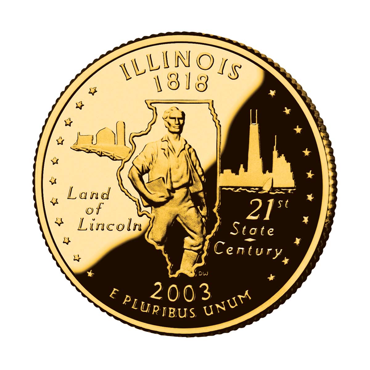 US State Quarters 2003 Illinois Gold-plated Coin