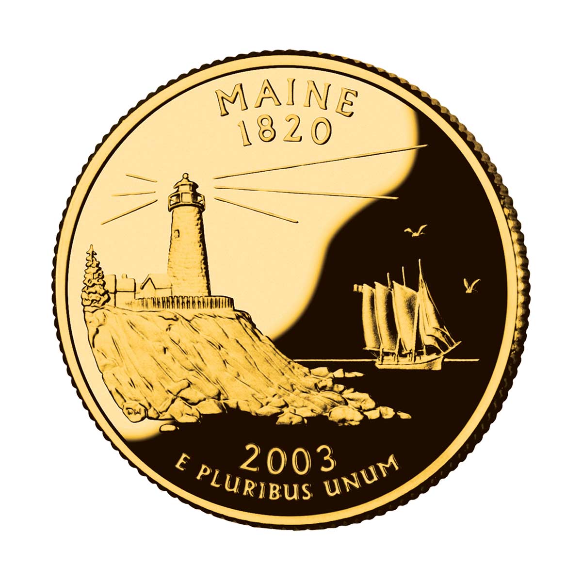US State Quarters 2003 Maine Gold-plated Coin