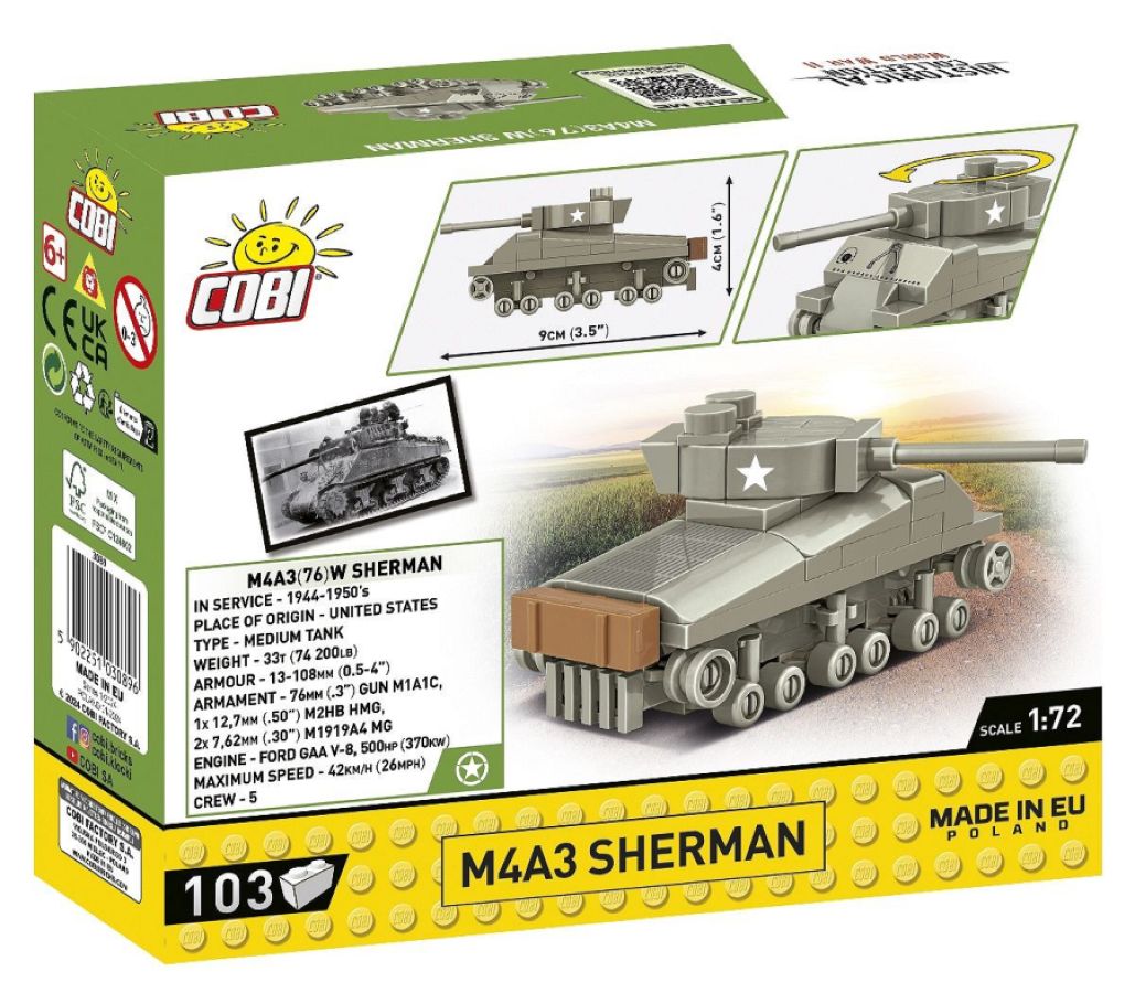 Model Brick Set World War 2 M4A3 Sherman Tank (103 Pieces)