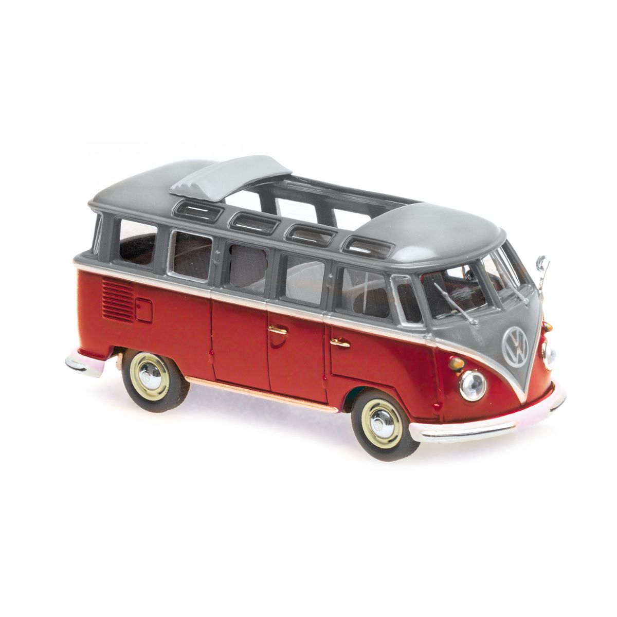 VOLKSWAGEN SAMBA BUS - 1961 - GREY/RED - 1:43 Scale Diecast Model Car
