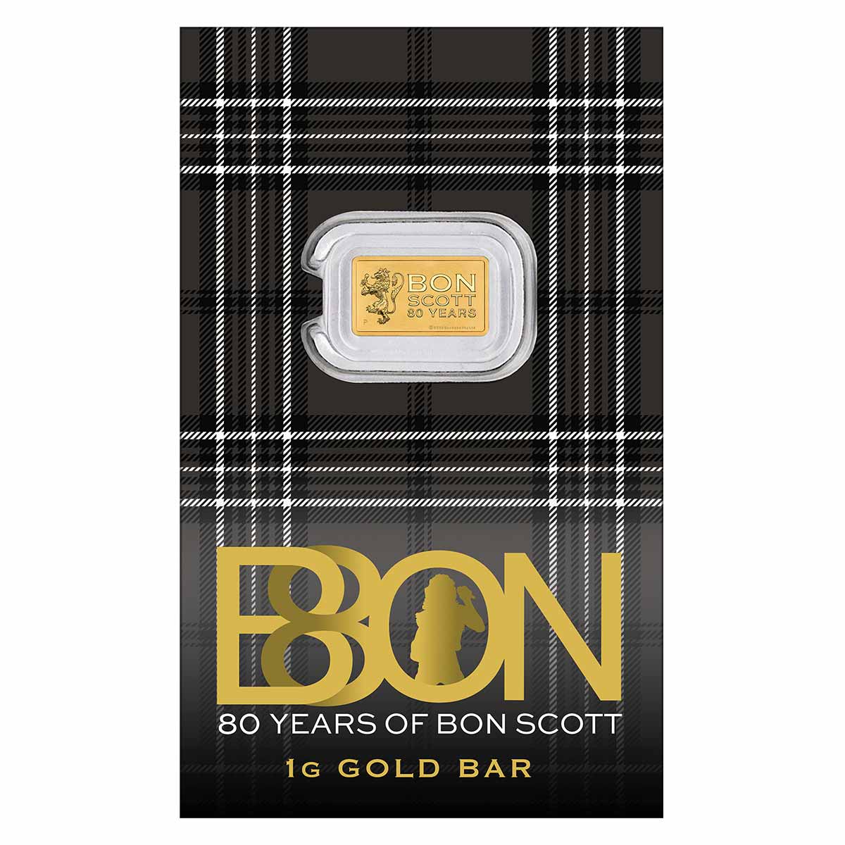 Bon Scott 80th Anniversary 1 Gram Gold Bar