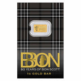 Bon Scott 80th Anniversary 1 Gram Gold Bar