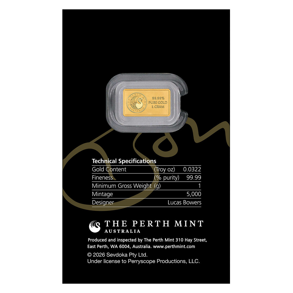 Bon Scott 80th Anniversary 1 Gram Gold Bar