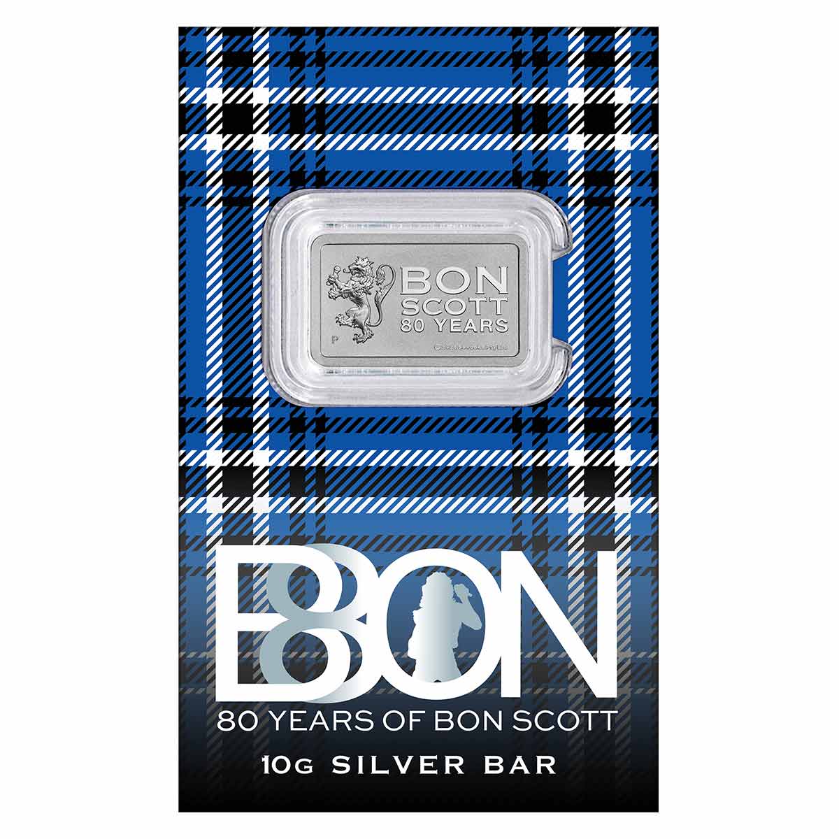 Bon Scott 80th Anniversary 10 Gram Silver Bar