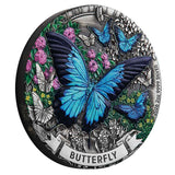 Australia Butterfly 2026 $2 Colour 2oz Silver Antique Coin