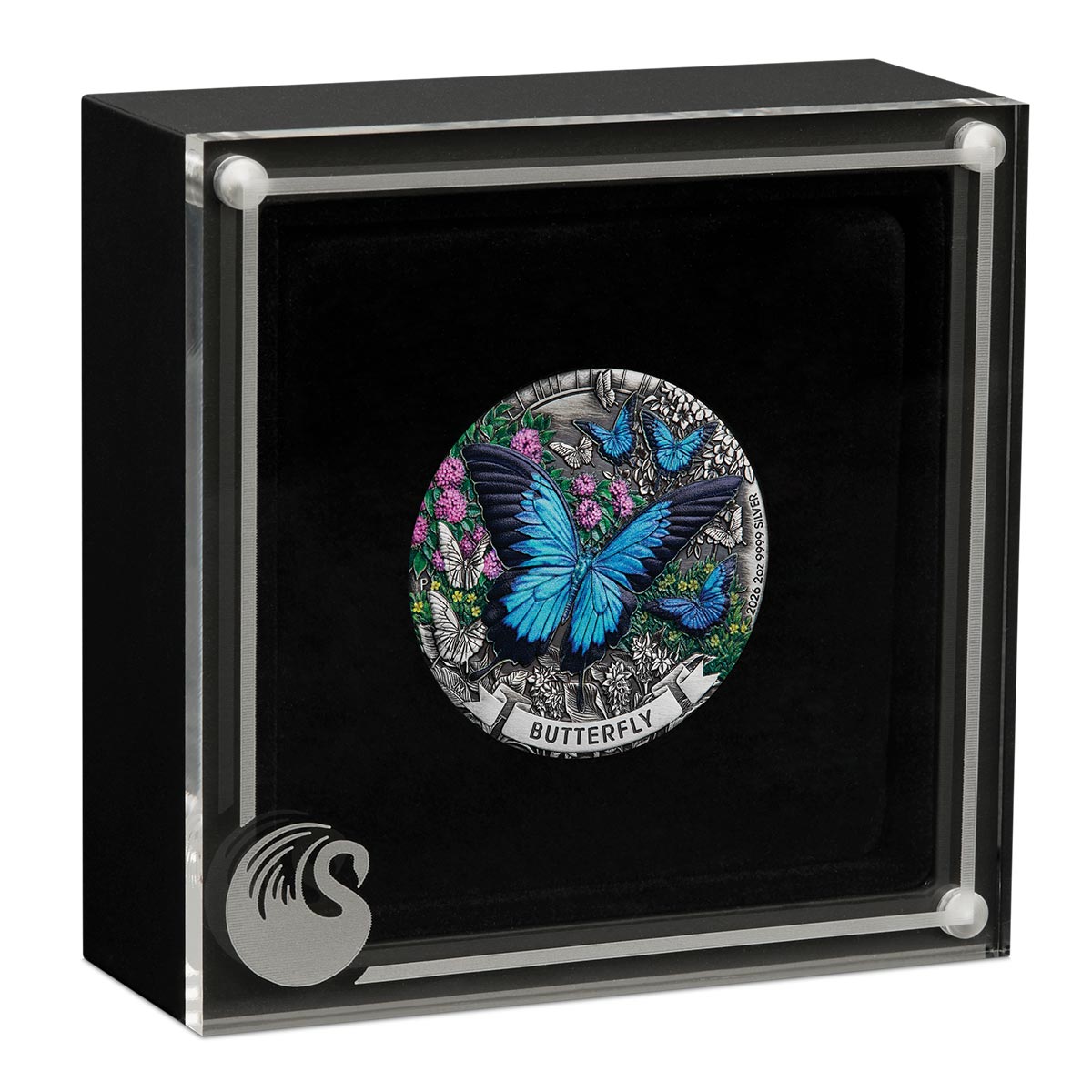 Australia Butterfly 2026 $2 Colour 2oz Silver Antique Coin
