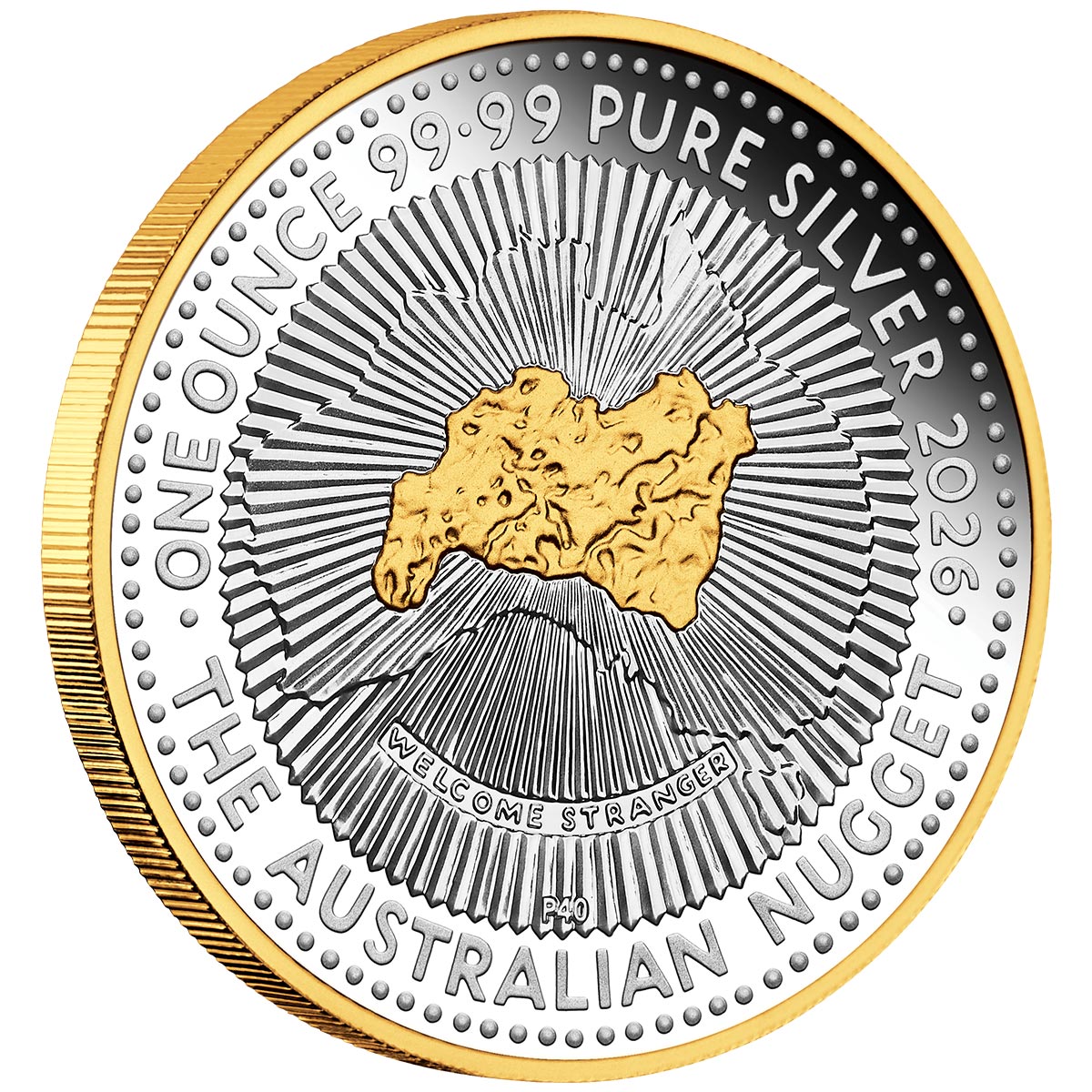 Australia Gold Nugget Program 40th Anniversary 2026 $1 Gold-plated 1oz Silver Proof Coin