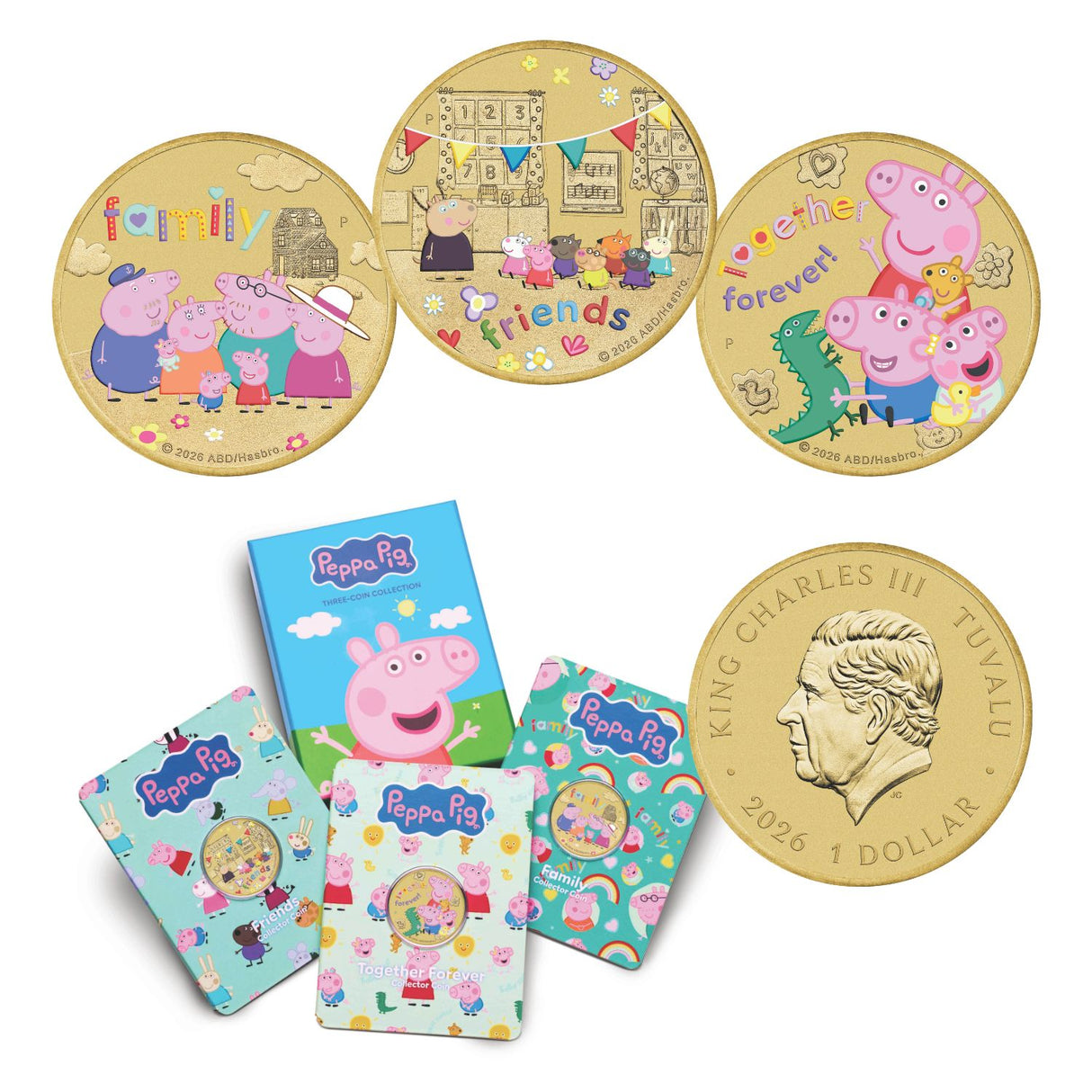 Peppa Pig 2026 $1 Colour Uncirculated 3-Coin Set
