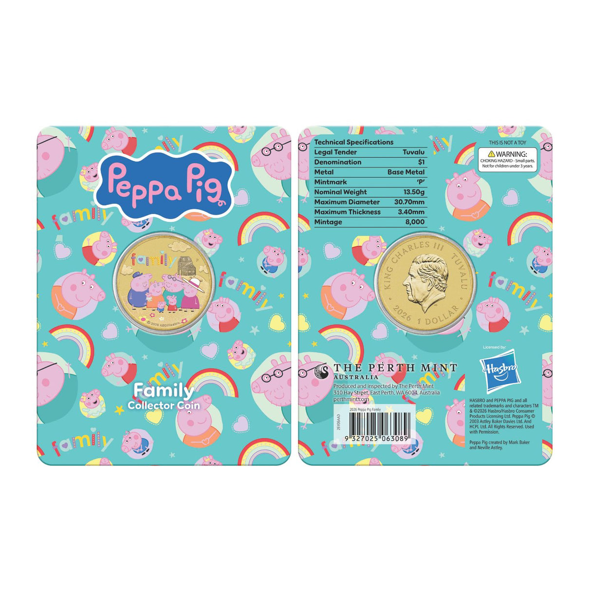 Peppa Pig 2026 $1 Colour Uncirculated 3-Coin Set