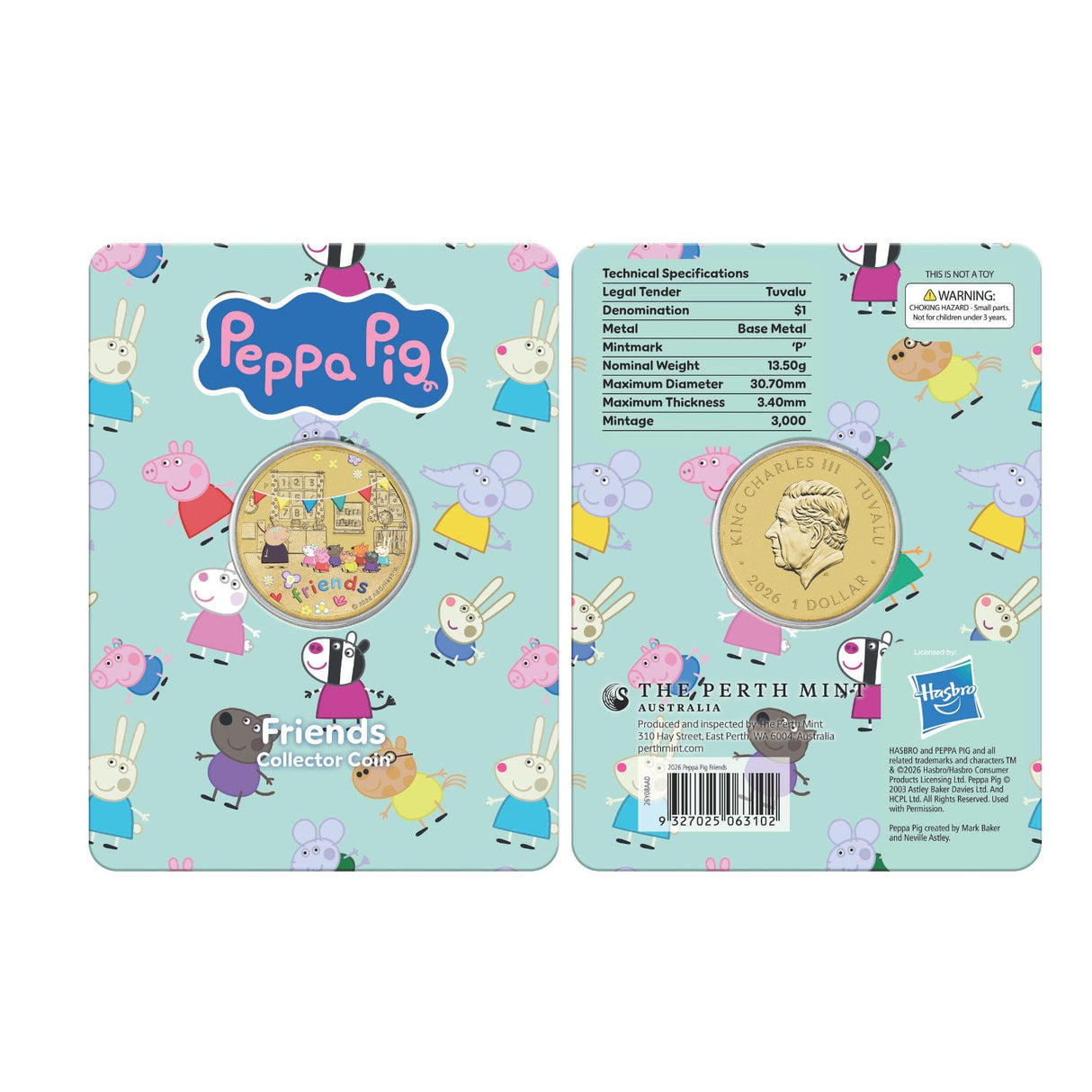 Peppa Pig 2026 $1 Colour Uncirculated 3-Coin Set