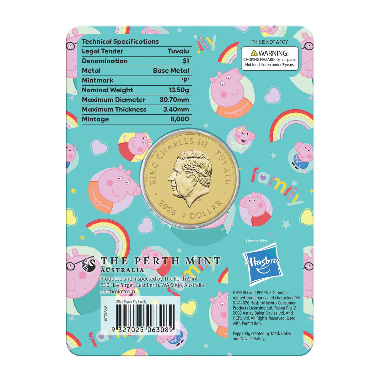 Peppa Pig Family 2026 $1 Colour Uncirculated Coin