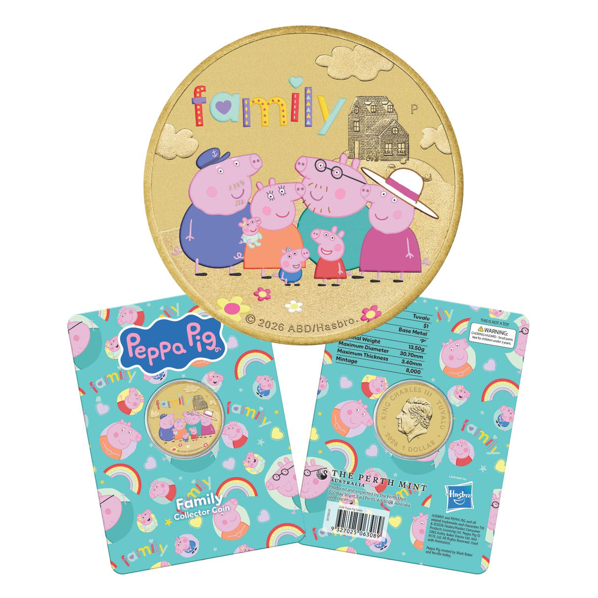 Peppa Pig Family 2026 $1 Colour Uncirculated Coin