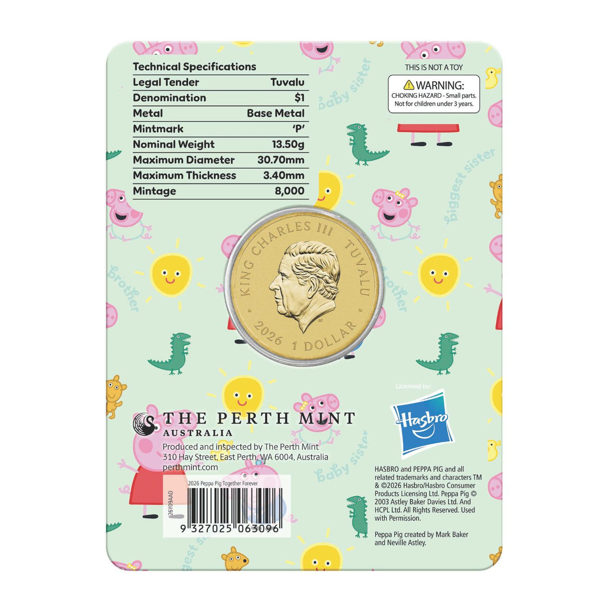 Peppa Pig Together Forever 2026 $1 Colour Uncirculated Coin