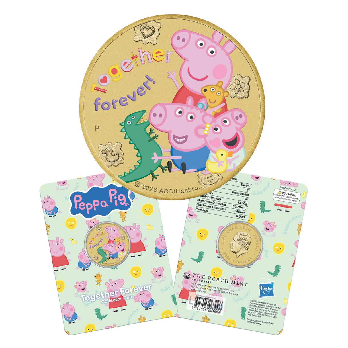 Peppa Pig Together Forever 2026 $1 Colour Uncirculated Coin