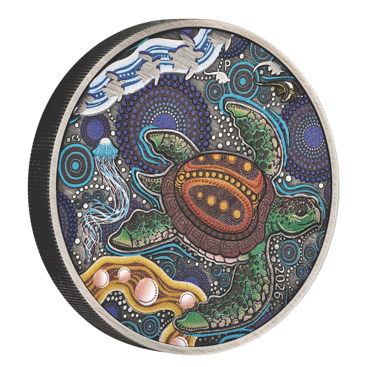 Australia Turtle Yaunati 2026 $2 Colour 2oz Silver Antique Coin