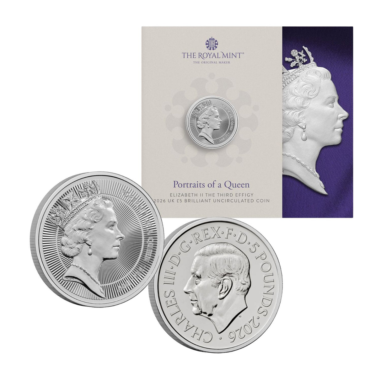 Great Britain Portraits of Queen Elizabeth II 2026 £5 Cupro-Nickel Brilliant Uncirculated 5-Coin Bundle