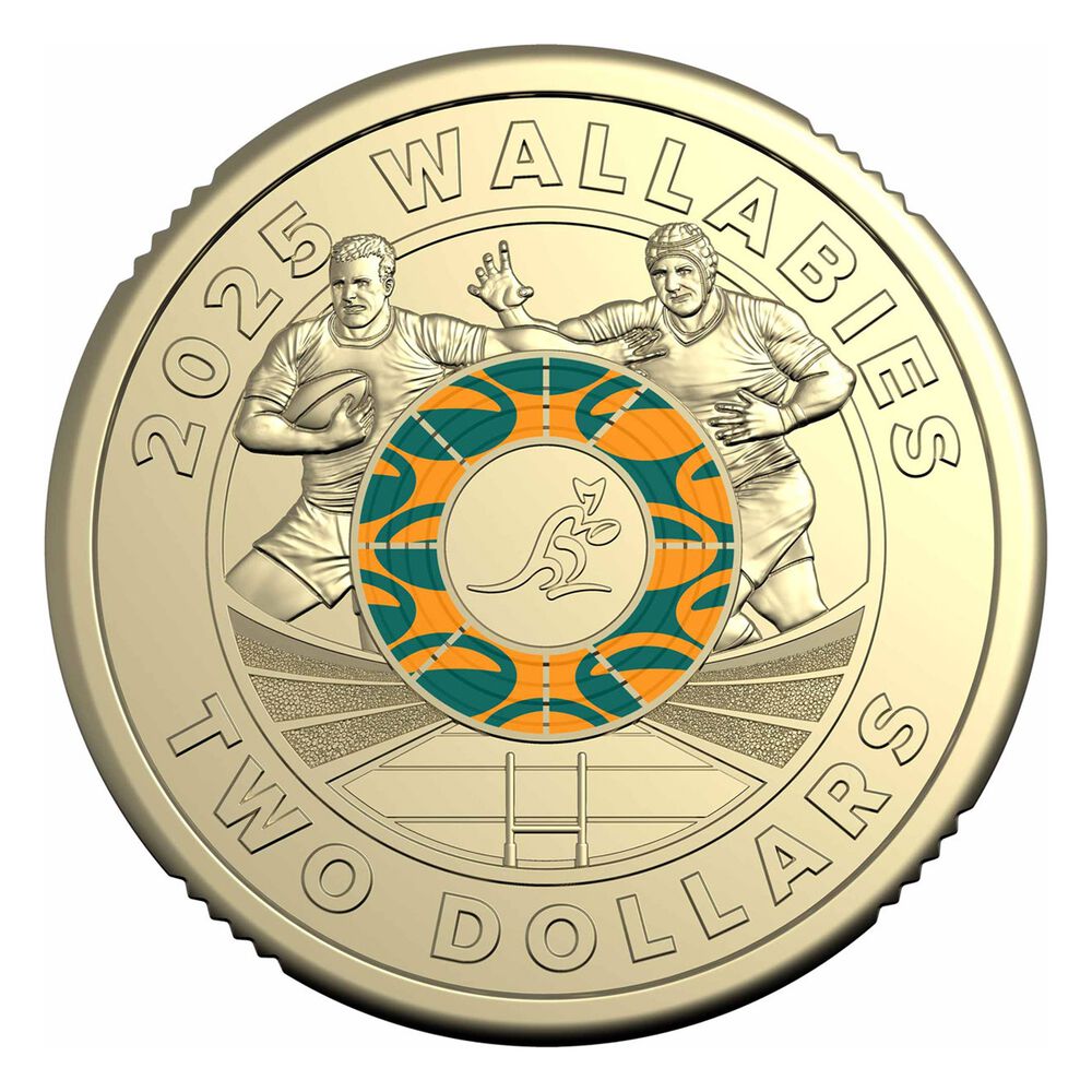 Australia 2025 $2 Wallabies & Wallaroos Colour Aluminium-Bronze Uncirculated 2-Coin Set