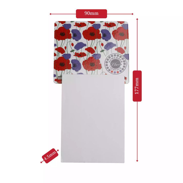 Remember Their Service Red & Purple Poppy Magnet Memo Pad