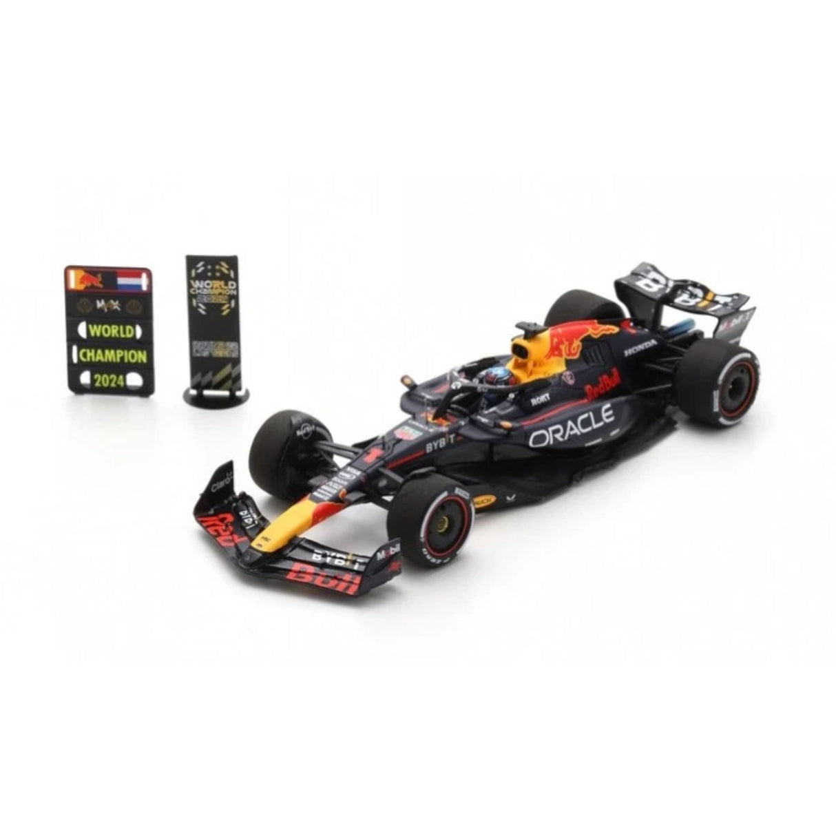 Oracle Red Bull Racing RB20 No.1 Oracle Red Bull Racing  - 2024 Formula One Drivers' Champion - Max Verstappen.  Pit board & Special base plate - 1:43 Scale Resin Model Car