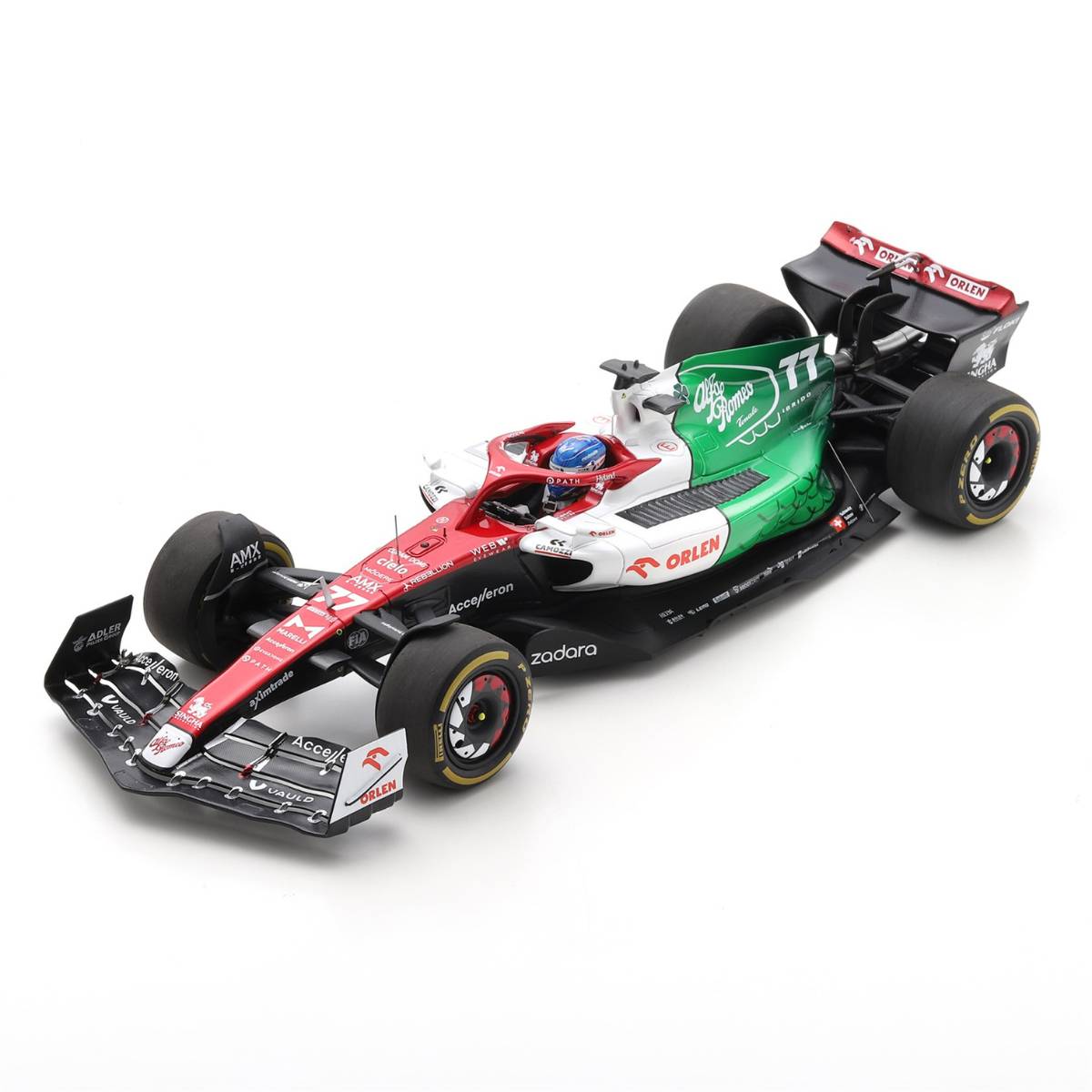 Alfa Romeo F1 Team ORLEN C42 No.77 Alfa Romeo F1 Team ORLEN - Azerbaijan GP 2022 - Valtteri Bottas.  With Acrylic Cover - 1:18 Scale Resin Model Car