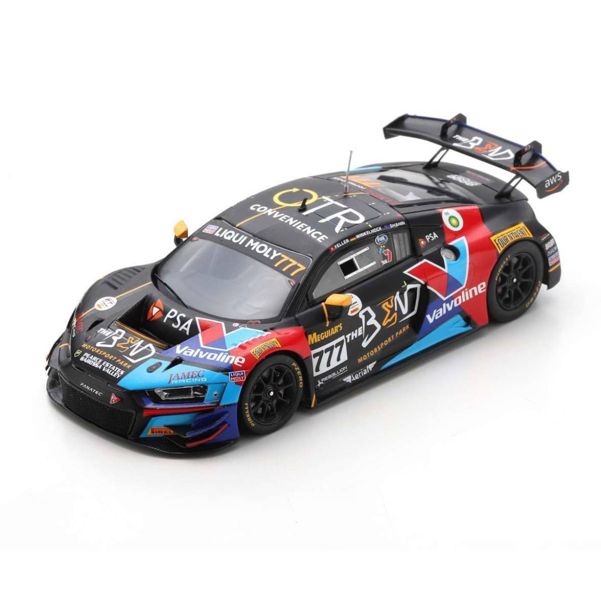 Audi R8 LMS GT3 No.777 Audi Sport Team Valvoline - 7th Bathurst 12H 2022 - M. Winkelhock - R. Feller - Y. Shahin.  Limited 300 - 1:43 Scale Resin Model Car