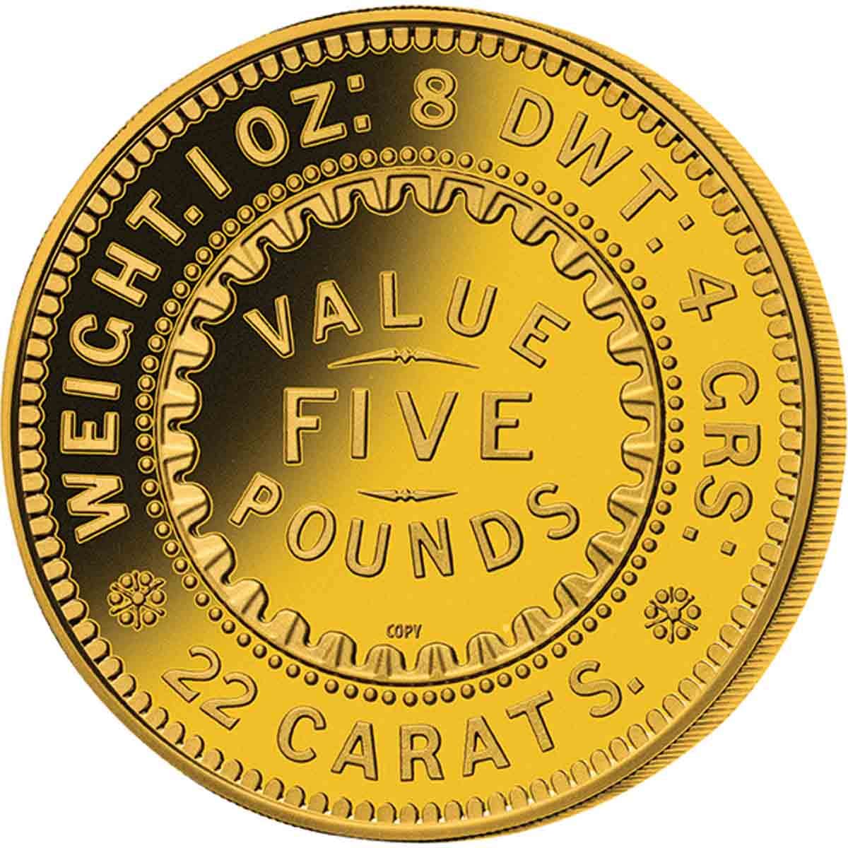 1852 Adelaide Assay Office Five Pound Replica