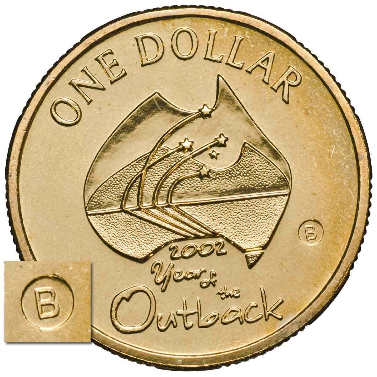 Year Of The Outback 2002 $1 'B' Mintmark Al-Br Uncirculated Coin