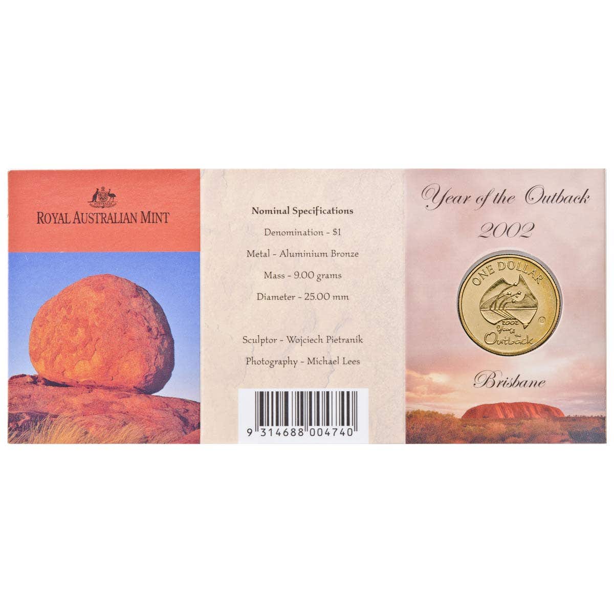 Year Of The Outback 2002 $1 'B' Mintmark Al-Br Uncirculated Coin