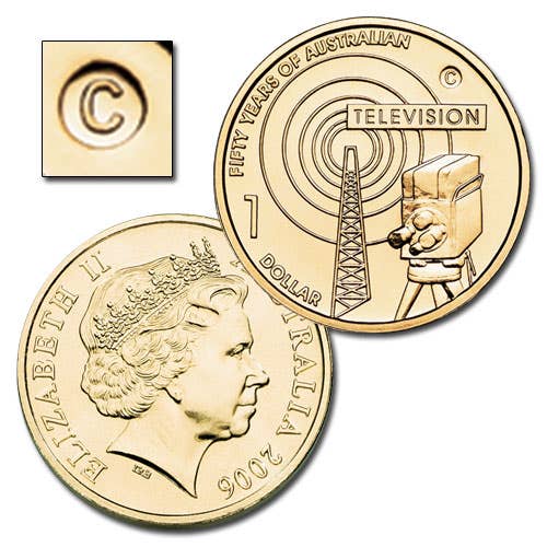 Australia Television 50th Anniversary 2006 $1 C Mintmark Uncirculated Coin